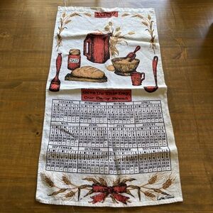 Vintage 1967 Calendar Tea Towel-Baking/Our Daily Bread-Luther Travis Art-Cottage